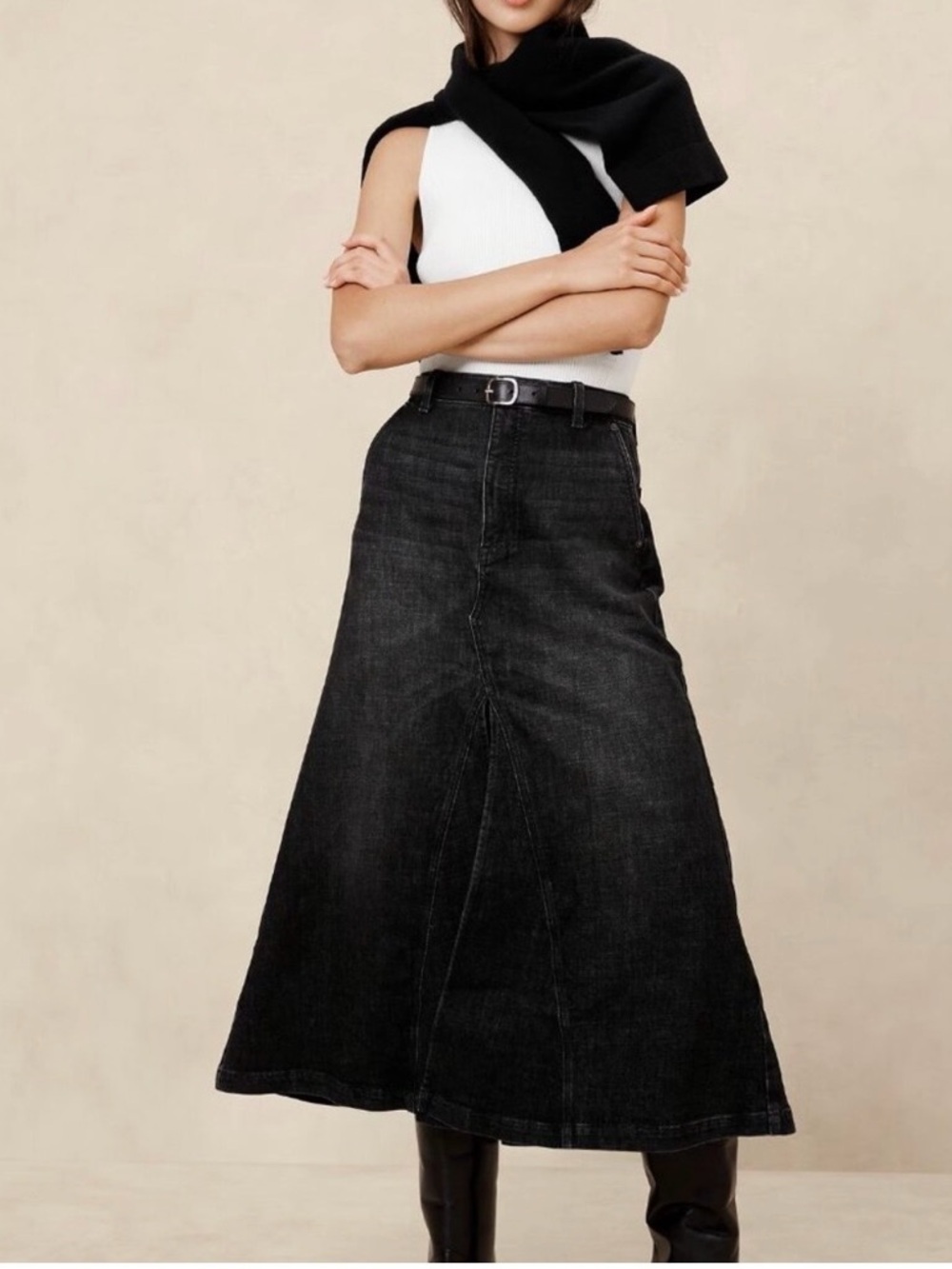 NWT Banana Republic Center Split Classic Denim Maxi Skirt Size 0​